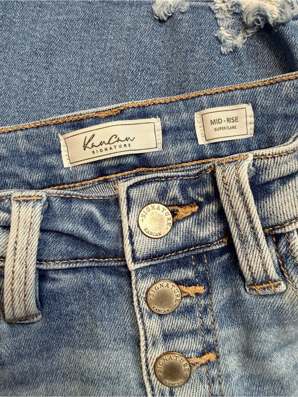 KanCan Signature Size 25 Mid Rise Super Flare Jeans Button Fly Distressed - Picture 9 of 10